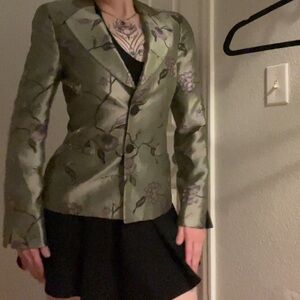 Armani Collezioni green and purple floral print blazer jacket
